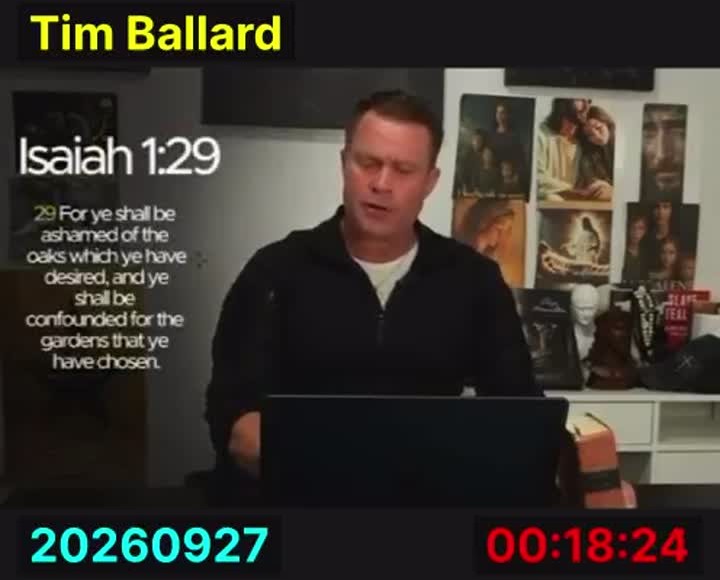 Part 1 at 18:24, his Isaiah 1:29 verse card on screen