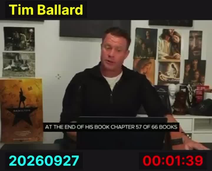Part 2 at 1:39, caption: at the end of his book chapter 57 of 66 books