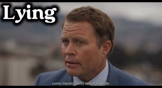 Same frame with the word Lying added